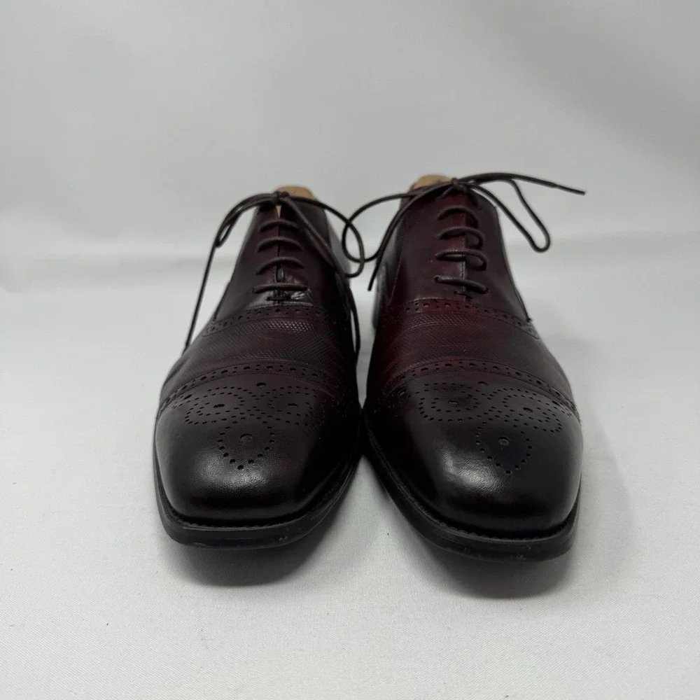 Moretti Black Label‎ Oxford Dress Shoes Men 12 Burgundy Cap Toe Leather